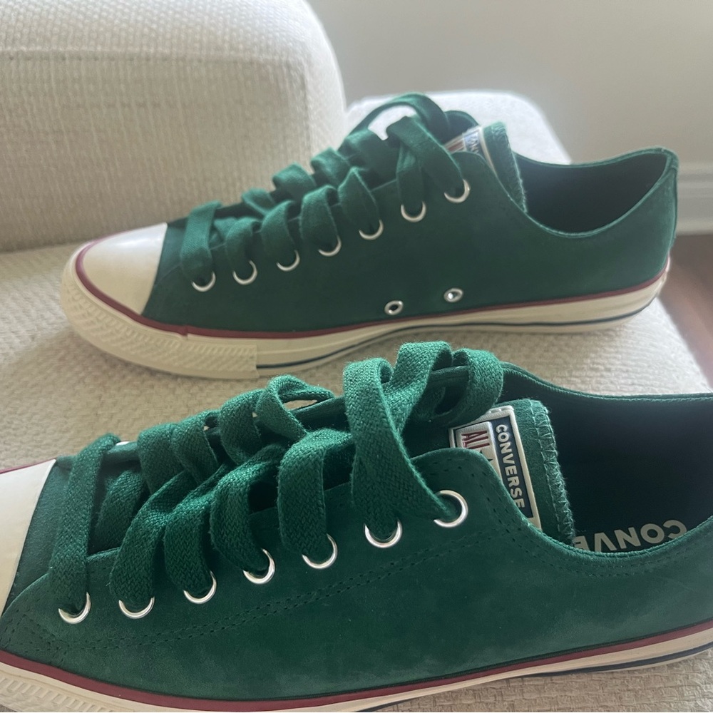 Converse Men's sz 11.5 women sz 13.5 Forest Green Suede Look Sneakers - Picture 8 of 10